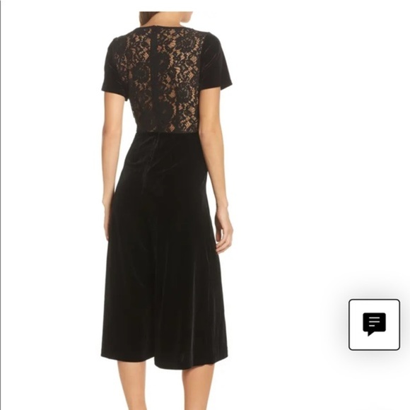 French Connection Aurore lace‎ back black velvet wide Culotte jumpsuit Size 4 - Picture 2 of 13